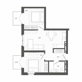 Квартира 52,6 м², 3-комнатная - изображение 1