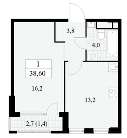 Квартира 38,6 м², 1-комнатная - изображение 4