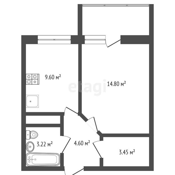 37,2 м², 1-комнатная квартира 4 200 000 ₽ - изображение 1