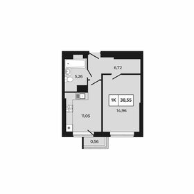 Квартира 38,6 м², 1-комнатная - изображение 1