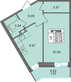 Квартира 38,1 м², 1-комнатная - изображение 1