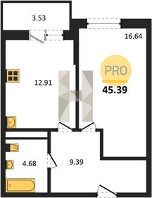 Квартира 45,4 м², 1-комнатная - изображение 1