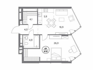 57,1 м², 1-комнатная квартира 52 646 200 ₽ - изображение 18