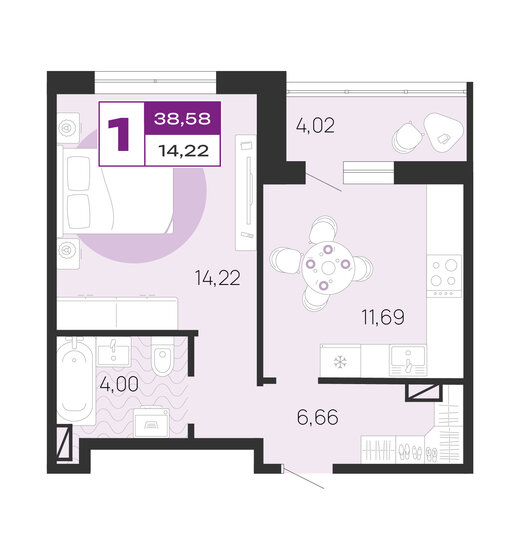 38,6 м², 1-комнатная квартира 4 398 120 ₽ - изображение 11