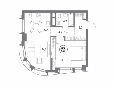 54 м², 1-комнатная квартира 33 900 000 ₽ - изображение 112