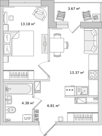 41,9 м², 1-комнатная квартира 7 240 524 ₽ - изображение 74