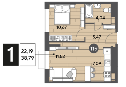 39,4 м², 1-комнатная квартира 6 091 500 ₽ - изображение 30