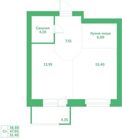 Квартира 47,1 м², 1-комнатная - изображение 1