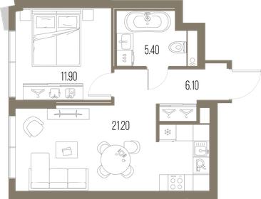 44,7 м², 1-комнатная квартира 19 524 960 ₽ - изображение 7