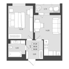 Квартира 38,6 м², 1-комнатная - изображение 2