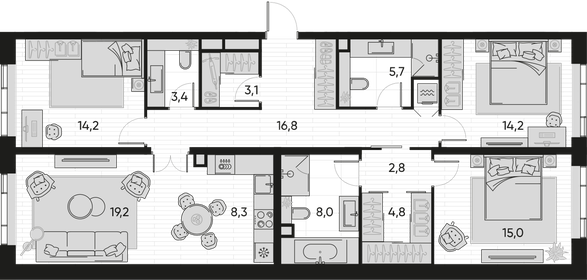 319,2 м², 5-комнатная квартира 178 517 792 ₽ - изображение 133