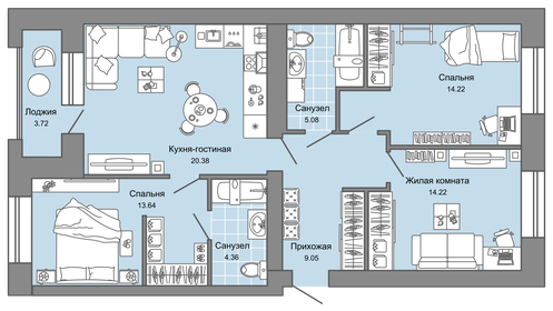 Квартира 82 м², 4-комнатная - изображение 1