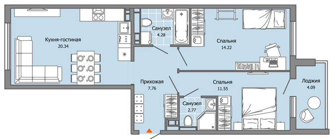 65,5 м², 3-комнатная квартира 5 400 000 ₽ - изображение 36