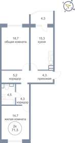Квартира 71,3 м², 2-комнатная - изображение 1