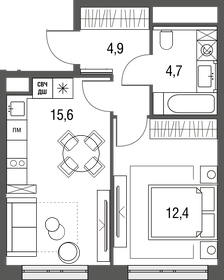 Квартира 37,6 м², 1-комнатная - изображение 1