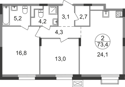 74,2 м², 2-комнатная квартира 18 655 732 ₽ - изображение 42