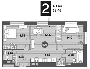 62,6 м², 2-комнатная квартира 8 000 000 ₽ - изображение 84