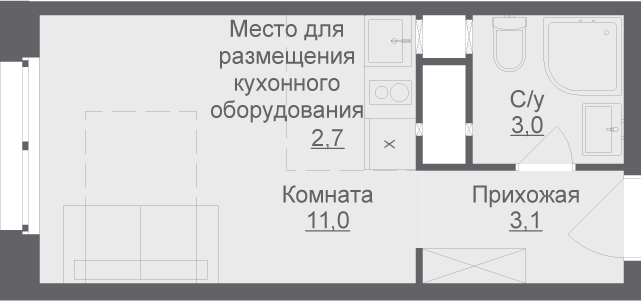 19,8 м², апартаменты-студия 4 446 499 ₽ - изображение 1