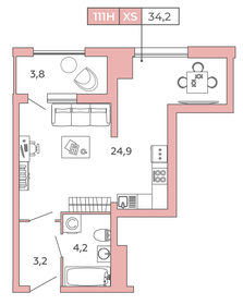 30,8 м², апартаменты-студия 8 997 863 ₽ - изображение 62