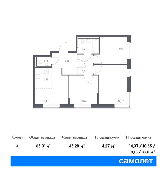 65,3 м², 3-комнатная квартира 12 880 948 ₽ - изображение 1