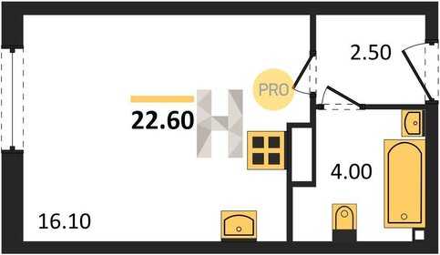 Квартира 22,6 м², студия - изображение 1