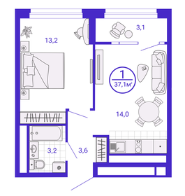 Квартира 35,6 м², 1-комнатная - изображение 1