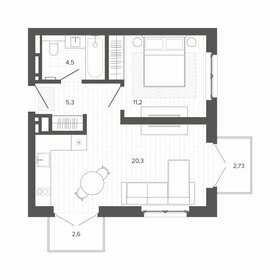 Квартира 42,9 м², 2-комнатная - изображение 1