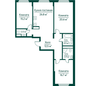 Квартира 102,1 м², 3-комнатная - изображение 1