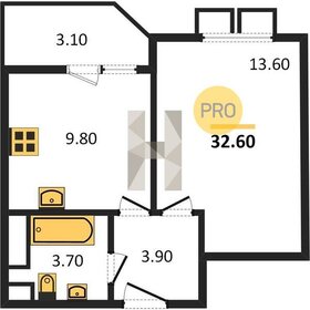 Квартира 32,6 м², 1-комнатная - изображение 1