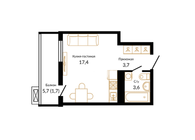 22,5 м², квартира-студия 3 000 000 ₽ - изображение 42