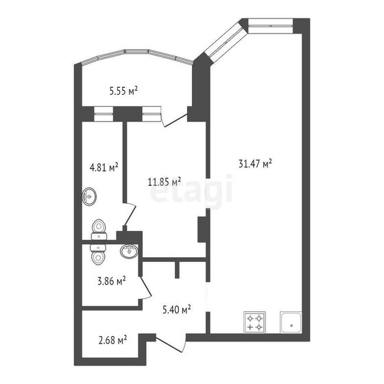 60 м², 2-комнатная квартира 8 100 000 ₽ - изображение 1