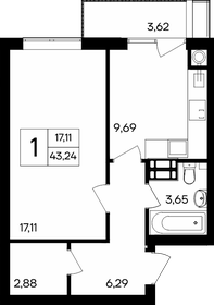 43,2 м², 1-комнатная квартира 4 972 600 ₽ - изображение 23