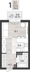 Квартира 27,9 м², студия - изображение 1