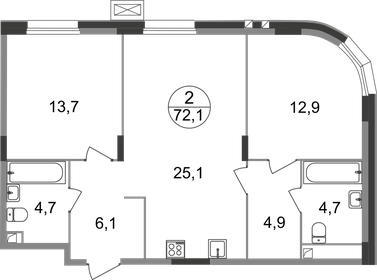 53,8 м², 3-комнатная квартира 12 240 000 ₽ - изображение 77