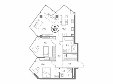 99 м², 3-комнатные апартаменты 66 000 000 ₽ - изображение 99