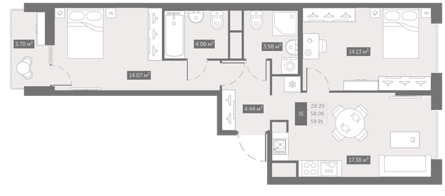 61,7 м², 2-комнатная квартира 8 458 109 ₽ - изображение 30