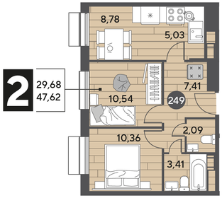 47,9 м², 2-комнатная квартира 6 896 160 ₽ - изображение 59