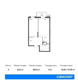 Квартира 54,5 м², 1-комнатная - изображение 1