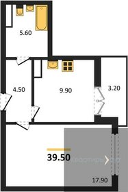 Квартира 39,5 м², 1-комнатная - изображение 1