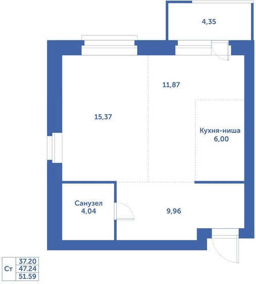 47,2 м², 1-комнатная квартира 6 790 000 ₽ - изображение 20