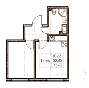 Квартира 32,6 м², 1-комнатная - изображение 1