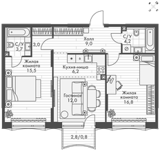 Квартира 71,2 м², 3-комнатная - изображение 3