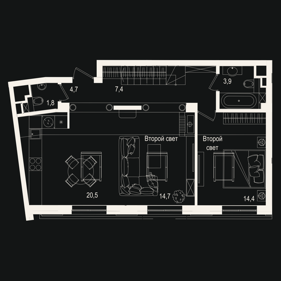 95,6 м², 3-комнатная квартира 24 983 004 ₽ - изображение 1