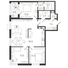 89,6 м², 3-комнатная квартира 23 179 404 ₽ - изображение 6