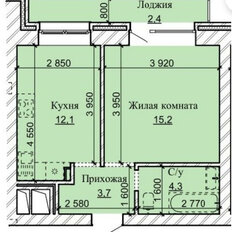 Квартира 37,7 м², 1-комнатная - изображение 2