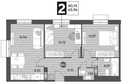 64 м², 2-комнатная квартира 9 037 548 ₽ - изображение 23