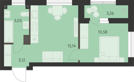 Квартира 35,5 м², 1-комнатная - изображение 1