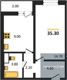 Квартира 35,3 м², 1-комнатная - изображение 1