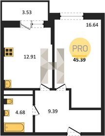 Квартира 45,4 м², 1-комнатная - изображение 1