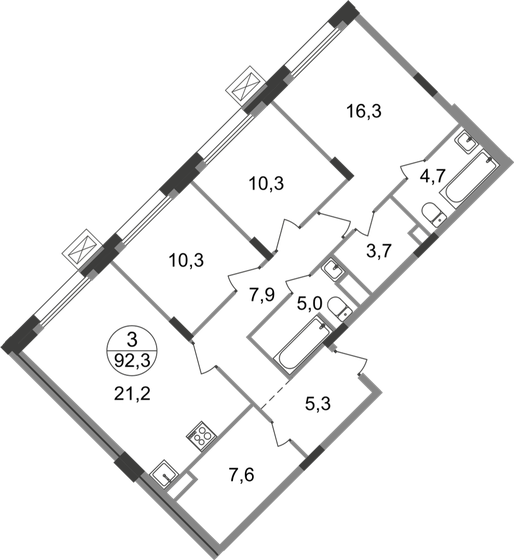 92,3 м², 3-комнатная квартира 18 533 946 ₽ - изображение 1